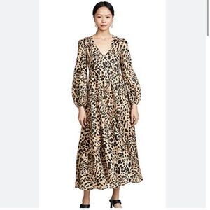 NWT Zimmermann Veneto Leopard Linen Spot V Neck Dress
